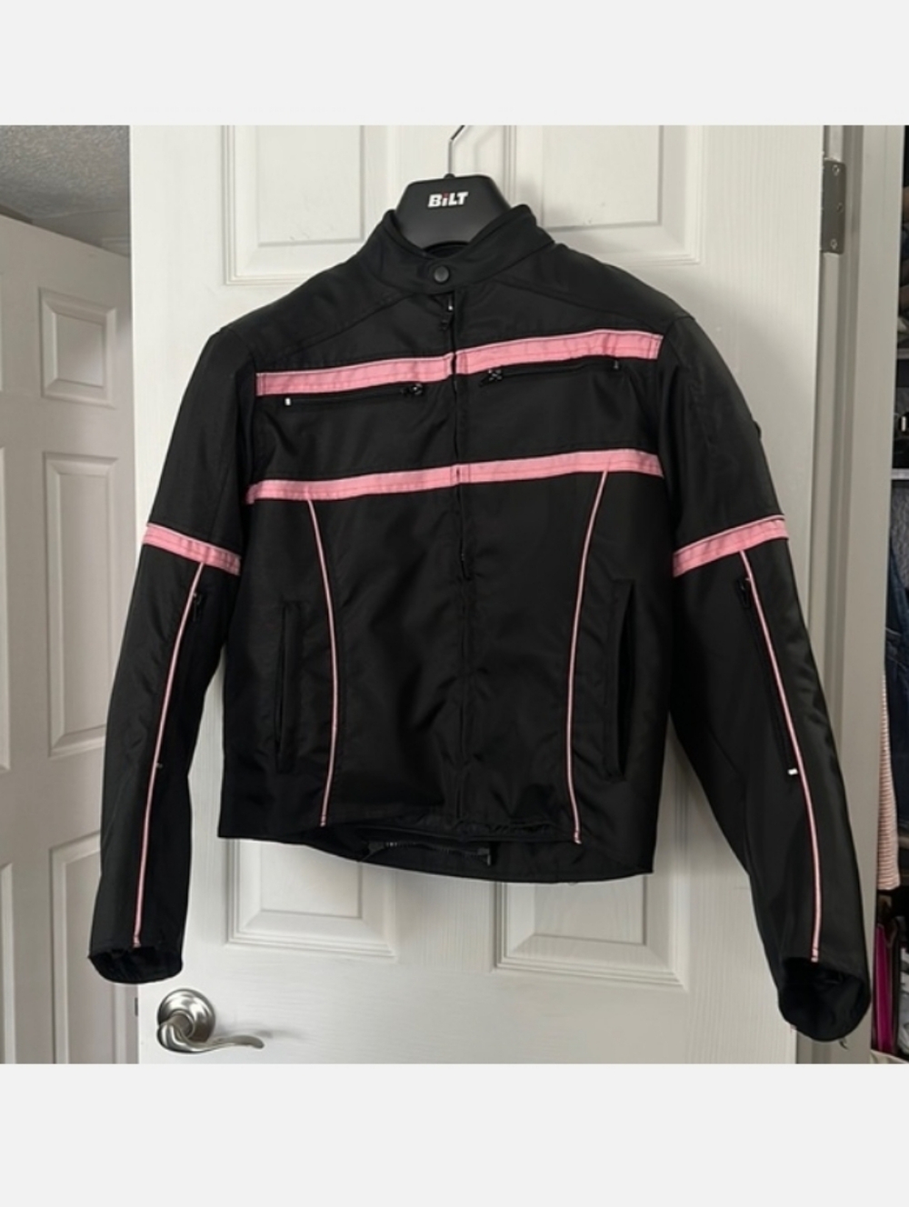 Bilt - Women's Black Motorcycle Jacket with Pink Trim
